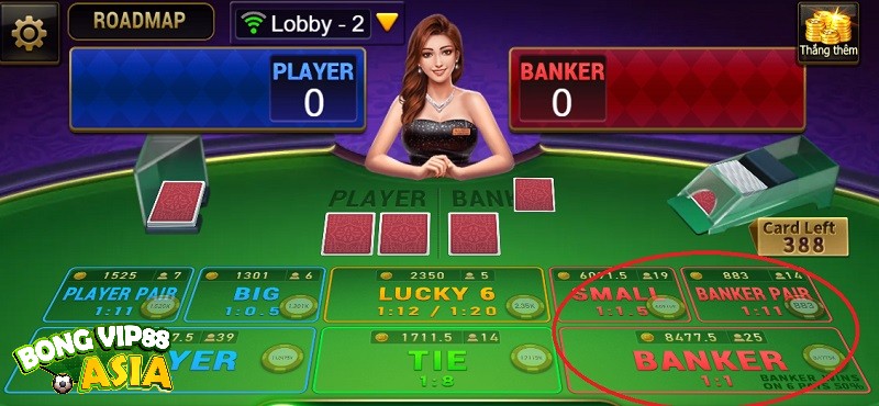 Theo đuổi cửa cược Banker của Baccarat